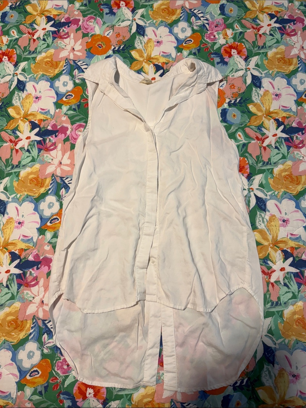 cloth & stone Sleeveless White Button-Up Tunic